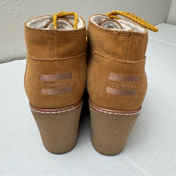 Toms Desert wedge tan suede ankle boots booties 8.5 - Picture 6 of 12